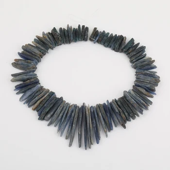  Приблизително 90pcs / Strand Natural Blue Rhodonite Slice Point Bead Necklace Pendant, Raw Stone Long Beads Jewelry Making EF-CT-303AMEE