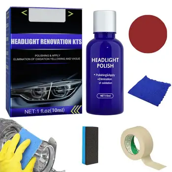 Комплект за възстановяване на фаровете Дълготраен комплект за почистване на автомобилни светлини Неокисляващ агент за обновяване на лампата с гъба шкурка