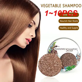 1~10PCS Натурален органичен полигонум Шампоан за потъмняване на косата Бар сапун Мека формула Шампоан за коса Сива коса Обратно почистване