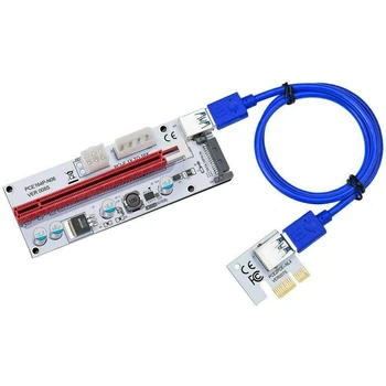 PCI-E кабел 1X до 16X разширение на изображението Ethereum ETH минно захранвана адаптерна карта, 60Cm USB 3.0 кабел (VER 008S)