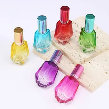 10ml цветна стъклена бутилка за парфюм Мини козметични опаковъчни контейнери Спрей дозатор за многократна употреба пулверизатор пътуване ароматни бутилки