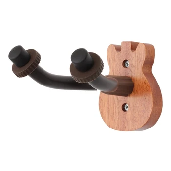  китара стена монтиране закачалка регулируема U-образна кука дървена база изложбена стойка
