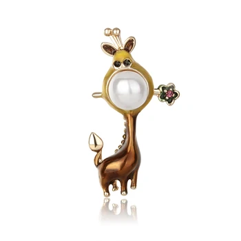3бр/лот Мода жираф животно Емайл брошки Жени Мъжки сватби брошка щифтове най-добър коледен подарък