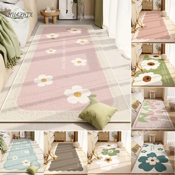 Nordic Simple Carpet Bedroom Bedside Floor Mat Cute Flower Girl Room Килими Голяма площ гардероб Килими Кухня Non-хлъзгане крак килим