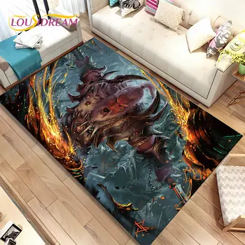 3D HD Diablo Game Gamer Cartoon Area Rug,Килим килим за дома Всекидневна Спалня Диван Изтривалка декор,дете Играйте Неплъзгаща се подова подложка