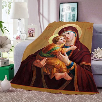 Дева Мария декоративни одеяла за легло диван лято рошаво хвърлят одеяло за хол покривка на пухкав мек руно Boho космат