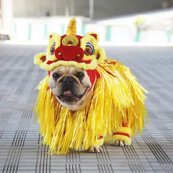 Китайски танц Лъв Дрехи за домашни любимци Нова година Куче Котка Косплей костюм Драконово парти Празнична Късметлия Смешни дрехи за кучета Коледа Хелоуин