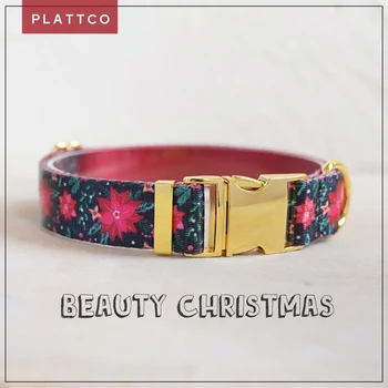 PLATTCO уникален дизайн куче яка печат красота Коледа модел и високо качество злато катарама 5 размер PDC374YG