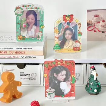 Коледа акрилна фотокарта рамка сладък карикатура фото рамка плакат дисплей стойка Ins корейски фото карта притежателя десктоп декорация