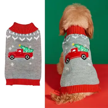 Дядо Коледа Пуловер за домашни любимци Висококачествен коледен пуловер за домашни любимци Празнично уютно облекло за домашни любимци Коледни пуловери за кучета Котки за кученца