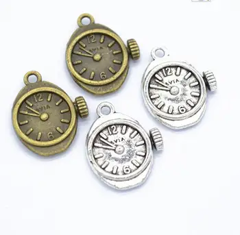 8бр Емайл талисмани античен бронзов метален часовник висулки годни DIY колие гривна сексапил за бижута 21 * 17mm F0927