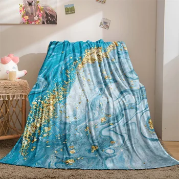 Blue Marble Blanket Warm Lightweight Throw за разтегателен диван и хол Уютна фланела за всички сезони за момичета Момчета Уютна мека