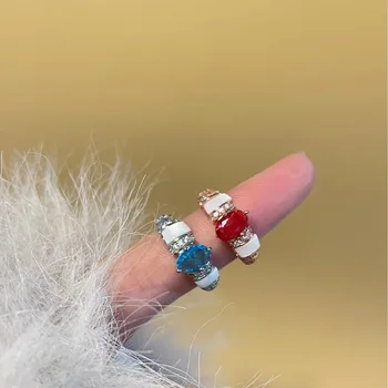 Син пръстен за женски дизайн кристален показалец пръстени модерен бижута подаръци