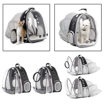 Разширяема раница за носене на котки, космическа капсула Clear Dome Pet Travel Carry Bag за малки кучешки котки заек