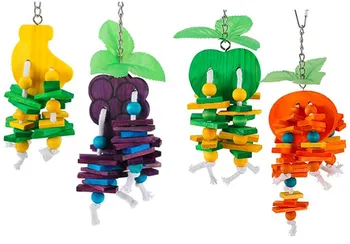 Играчки за птици, играчки за папагали, дървени играчки с цвят на хапка, големи, средни и малки производители на играчки за папагали продават директно