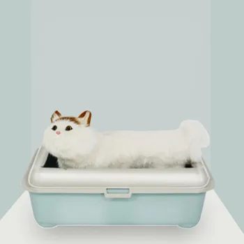 Пластмасова котешка тоалетна комплект за обучение Кутия за отпадъци Голям размер кученце котка отпадъци Anti Splash котка тоалетна треньор тоалетна домашни любимци почистване доставка