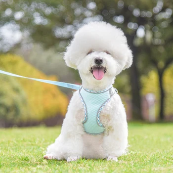Светлоотразителни кучешки колани Регулируема дишаща жилетка за домашни любимци с каишка за голямо куче