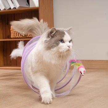 Сгъваема котка домашни любимци играчки котка тунел S тип котки тунел пролет играчка мишка тунел с топки и набръчкване котка открит котка играчки