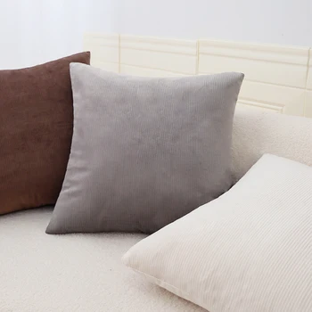 Soft Corduroy Cushion Cover Home Decoration 45x45cm Plain Pillowcase Living Room Sofa Decorative Pillow Cover Fundas De Cojines
