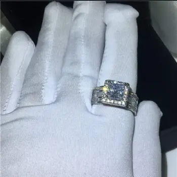 Алуминиеви галванични ръчни комплекти Diamond Square Циркон сватбен пръстен Популярни европейски и американски ръчни бижута