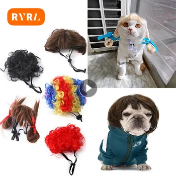 Pet Wig Cross Dressing Hair Hat Funny Pets Clothes Fancy Party Dogs Cats Cosplay Costume Kitten Puppy Hat Supplies Accessories