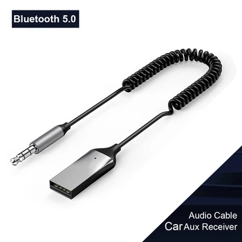 Bluetooth Aux адаптер USB към 3.5mm Jack Car Audio Music Mic Bluetooth 5.0 Handsfree Kit за кола Bluetooth предавател