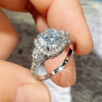 Нов деликатен женски пръстен за пръсти висококачествен сребърен цвят с Bling CZ Луксозни модни сватбени бижута за жени