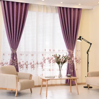 KAUNFO Европейски бродирани стил флорални цвете затъмнение завеса тюл отвесни завеси щори за Livng стая 1PC