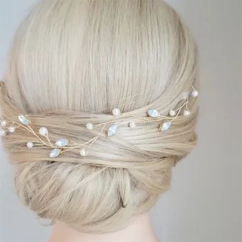 Булка сватба коса бижута аксесоари Bling Rhinestone ленти за глава перли ленти за коса за жени момичета принцеса парти прическа