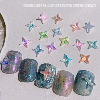 20PCS 3D астеризъм нокти изкуство Chams Starlight кристал кристал бижута аксесоари за нокти декорация маникюр декор консумативи