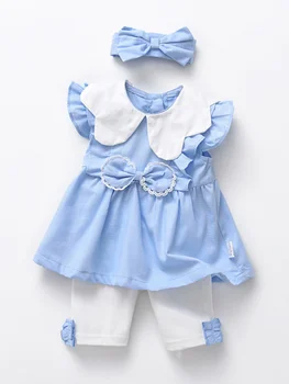 Две части лято новородено бебе момиче без ръкави лента за глава комплект бебе момиче западен стил мода принцеса летни дрехи