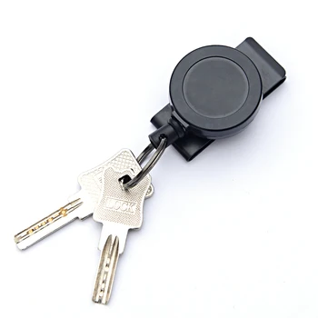 Creative Metal прибиращ се ключодържател черен цвят ID значка притежател със стоманена тел мултифункционален клип Държачи за ключови карти Офис консумативи