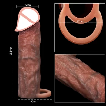 реалистичен пенис обвивка за многократна употреба силиконов презерватив петел разширение секс играчки изкуствен пишка разширяването удължител мъже пениса ръкав