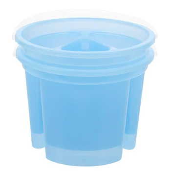 Square Stand Paint Brush Basin Tub Plastic Artist Washer Handle Indoor Outdoor Painting Cleaning Drying Blue Washing