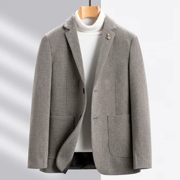 2023 Есен и зима нова висококачествена мода всичко тенденция красив мъжки вълнен костюм бизнес случайни единично западно палто