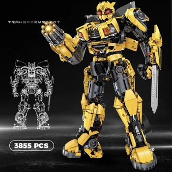 3855Pcs Технически жълт трансформация робот строителни блокове Smart Autobot Сглобете тухли играчки подаръци за дете Коледа подарък