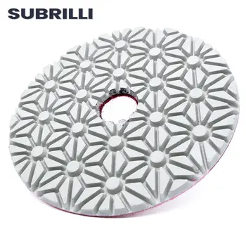 SUBRILLI 3 стъпка суха мокра диамантена полиране подложка 4 инча гъвкава за гранит мрамор инженерство камък шлифовъчна подложка