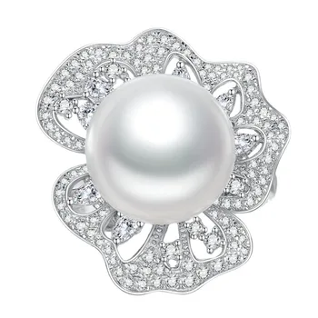 2023 Нов перлен пръстен S925 Сребърен 14мм Beizhu пръстен с елегантен стил на богинята