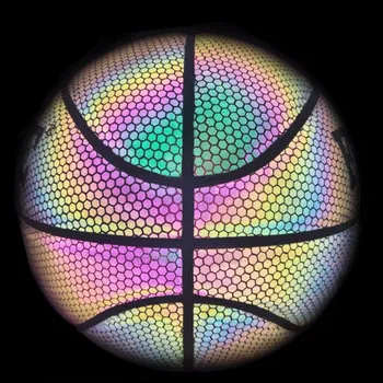 Горещи продажба PU баскетбол отразяващи топка блясък баскетбол размер 7 открит закрит топка светещи светещи баскетбол