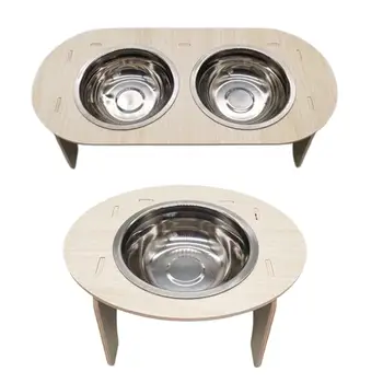 Wood Elevated Puppy Cat Bowl Stand Removable Bowl Здрава модерна гладка повърхност