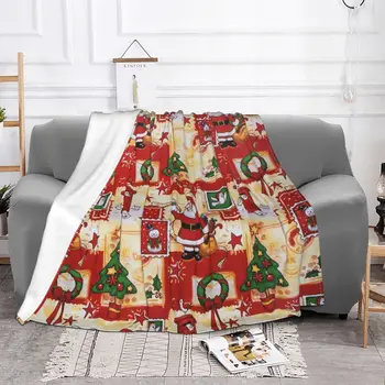 Празници Реколта Коледа Дядо Коледа одеяло руно през целия сезон зима снежен човек хвърлят одеяло за легла диван плюшени тънки юрган