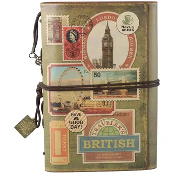  Зареждащ се пътнически бележник Лични класически реколта вестник кожени подложки за писане подарък