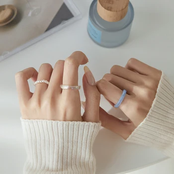 3pcs/set Корейски акрилен пръстен комплект за жени Естетически светъл цвят смола формован еластичен пръстен булчински сватбено парти бижута 2023
