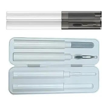 Комплект за почистване на слушалки Многофункционален комплект за почистване на писалка с мека четка Памучна глава Метална почистваща глава за слушалки Калъф Телефони