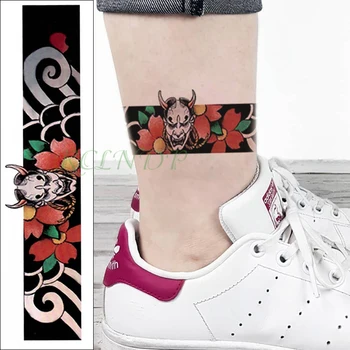 водоустойчив временен стикер за татуировка Демон цвете вълна лента фалшив Tatoo личност флаш талията ръка крак Tatto за жени мъже момиче