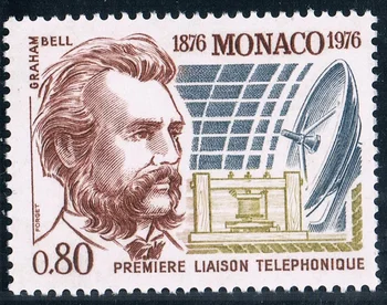 1Pcs/Set New Monaco Post Stamp 1976 Бел изобретил телефона за сто години скулптура печати MNH