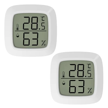 2 бр. Мини вътрешен цифров хигрометър термометър с LCD дисплей и термометър за дома, офиса, хладилника, централното колело (°C)