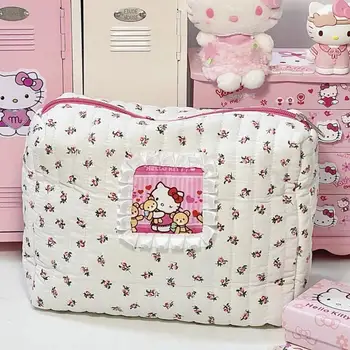 Sanrio Hello Kitty грим чанта Kawaii карикатура голям капацитет многофункционални сладко момиче преносим аниме чанта за съхранение подаръци момичета