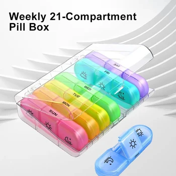 7 дни седмично пътуване хапчета случаи преносим организатор 21 решетки хапчета контейнер съхранение таблетки витамини медицина кутия