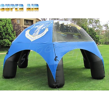 Персонализирано рекламно лого синьо надуваема палатка за паяк с шест черни крака за търговско изложение